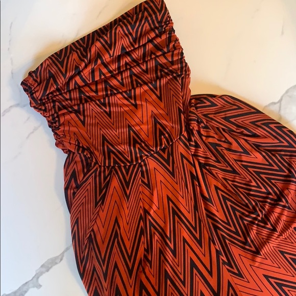 top chic Pants - Black and orange sleeveless tribal jumpsuit